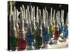Perfume Bottles, the Souqs of Marrakech, Marrakech, Morocco-Walter Bibikow-Stretched Canvas