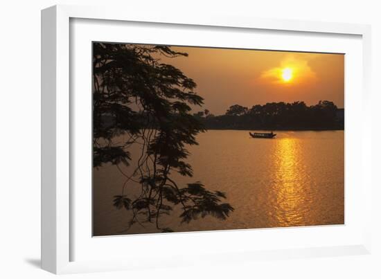 Perfume River (Huong River) at Sunset, Hue, Thua Thien-Hue, Vietnam, Indochina-Ian Trower-Framed Photographic Print