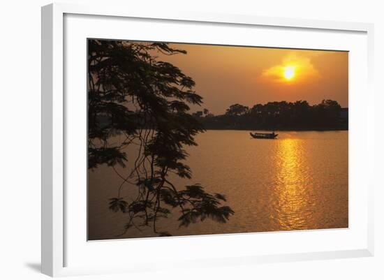 Perfume River (Huong River) at Sunset, Hue, Thua Thien-Hue, Vietnam, Indochina-Ian Trower-Framed Photographic Print