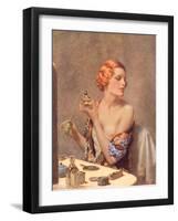 Perfume Woman Doing Her Make-Up, Budoir Putting On Perfume, UK, 1930-null-Framed Giclee Print