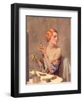 Perfume Woman Doing Her Make-Up, Budoir Putting On Perfume, UK, 1930-null-Framed Giclee Print