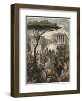 Pergamon Altar celebration of the victory of the Attalid king Eumenes II over the Galatian enemies-Heinrich Leutemann-Framed Giclee Print