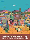 Jerusalem Israel - via El Al Israel Airlines, Vintage Airline Travel Poster, 1970s-Peri Rosenfeld-Framed Stretched Canvas