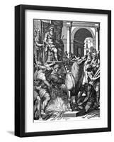 Perillus Condemned to the Bronze Bull by Phalaris, 16th Century-Pierre Woeiriot de Bouze-Framed Giclee Print