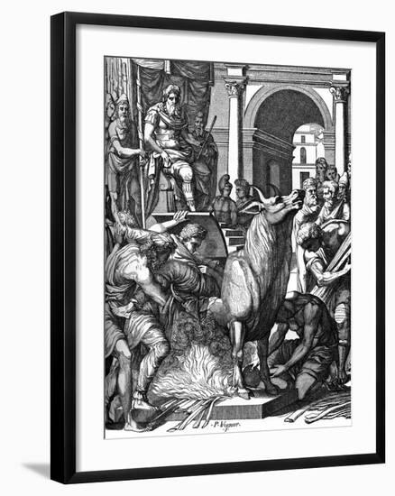 Perillus Condemned to the Bronze Bull by Phalaris, 16th Century-Pierre Woeiriot de Bouze-Framed Giclee Print