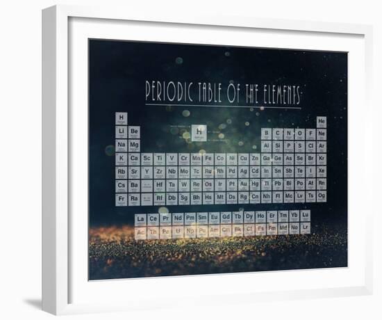 Periodic Table Gold Dust - Blue-Color Me Happy-Framed Art Print