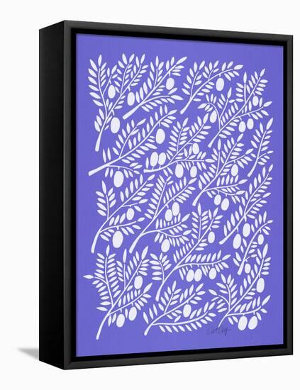 Periwinkle Olive Branches-Cat Coquillette-Framed Stretched Canvas