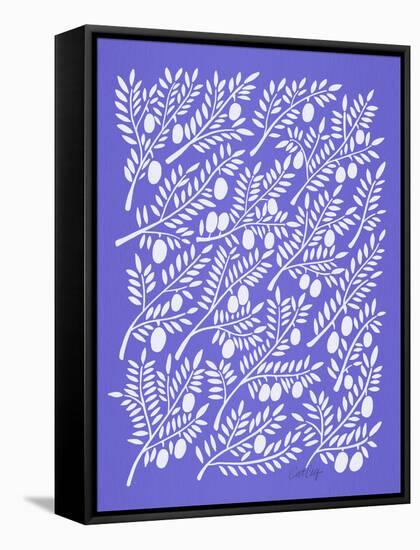 Periwinkle Olive Branches-Cat Coquillette-Framed Stretched Canvas