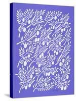 Periwinkle Olive Branches-Cat Coquillette-Stretched Canvas