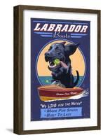 Perkins Cove, Maine - Black Labrador - Retro Boats Ad - Lantern Press Artwork-Lantern Press-Framed Art Print