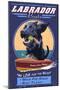 Perkins Cove, Maine - Black Labrador - Retro Boats Ad - Lantern Press Artwork-Lantern Press-Mounted Art Print