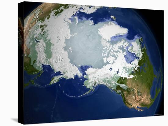 Permafrost, Snow Cover, and Sea Ice Surface Temperature over the Arctic Region-Stocktrek Images-Stretched Canvas