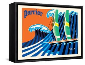 Perrier - The Sailboat - Hokusai The Great Wave - Vintage Advertising Poster, 1981-Bernard Villemot-Framed Stretched Canvas
