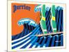 Perrier - The Sailboat - Hokusai The Great Wave - Vintage Advertising Poster, 1981-Bernard Villemot-Mounted Art Print