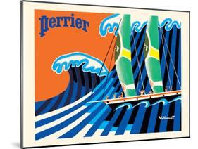 Perrier - The Sailboat - Hokusai The Great Wave - Vintage Advertising Poster, 1981-Bernard Villemot-Mounted Art Print