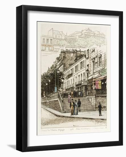 Perron du Théâtre Déjazet Gaité - Folies Dramatiques: Boulevard du Temple-Adolphe Martial-Potémont-Framed Giclee Print