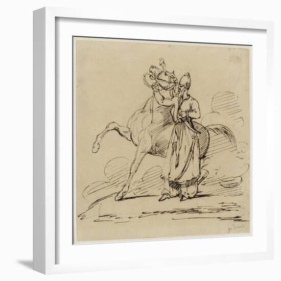 Persan Tenant Un Cheval (Persian Holding a Horse), C.1817-22 (Pen & Brown Ink with Traces of Graphi-Theodore Gericault-Framed Giclee Print