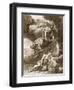 Perseus Cuts Off Medusa's Head, 1731 (Engraving)-Bernard Picart-Framed Giclee Print