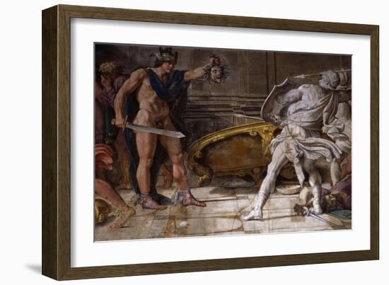 Perseus Holding Up Head of the Gorgon Medusa, from Loves of the Gods Frescos-Annibale Carracci-Framed Giclee Print