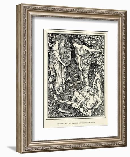 Perseus in the Garden of the Hesperides-Henry Justice Ford-Framed Art Print