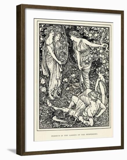 Perseus in the Garden of the Hesperides-Henry Justice Ford-Framed Art Print