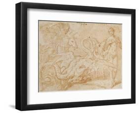 Perseus Rescuing Andromeda (Red Chalk on Paper)-Or Zuccaro, Federico Zuccari-Framed Premium Giclee Print