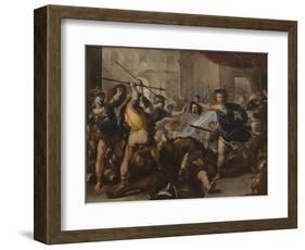 Perseus Turning Phineas and His Followers to Stone, Early 1680S-Luca Giordano-Framed Giclee Print