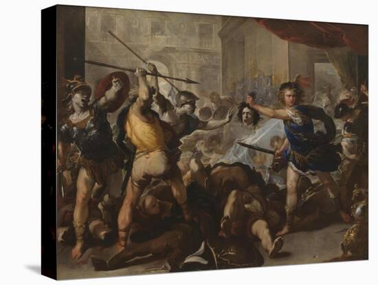 Perseus Turning Phineas and His Followers to Stone, Early 1680S-Luca Giordano-Stretched Canvas