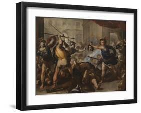 Perseus Turning Phineas and His Followers to Stone, Early 1680S-Luca Giordano-Framed Giclee Print