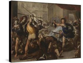 Perseus Turning Phineas and His Followers to Stone, Early 1680S-Luca Giordano-Stretched Canvas