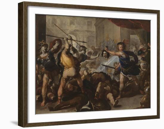 Perseus Turning Phineas and His Followers to Stone, Early 1680S-Luca Giordano-Framed Giclee Print