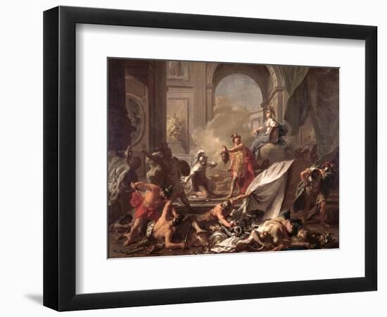 Perseus, Under the Protection of Minerva, Turns Phineus to Stone by Brandishing the Head of Medusa-Jean-Marc Nattier-Framed Premium Giclee Print