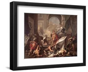 Perseus, Under the Protection of Minerva, Turns Phineus to Stone by Brandishing the Head of Medusa-Jean-Marc Nattier-Framed Premium Giclee Print