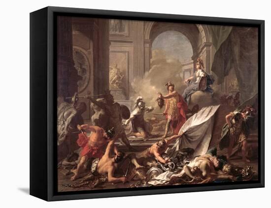 Perseus, Under the Protection of Minerva, Turns Phineus to Stone by Brandishing the Head of Medusa-Jean-Marc Nattier-Framed Stretched Canvas