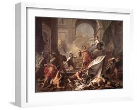 Perseus, Under the Protection of Minerva, Turns Phineus to Stone by Brandishing the Head of Medusa-Jean-Marc Nattier-Framed Giclee Print