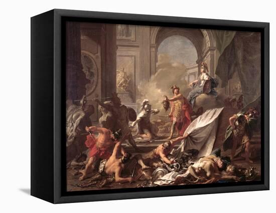 Perseus, Under the Protection of Minerva, Turns Phineus to Stone by Brandishing the Head of Medusa-Jean-Marc Nattier-Framed Stretched Canvas