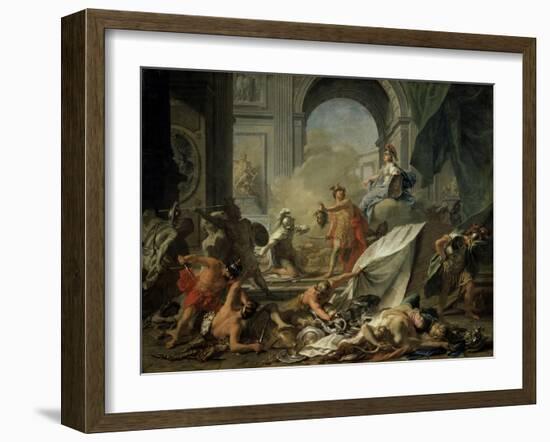 Perseus with Minerva Showing the Head of Medusa Toa Mob Led by Phineus-Jean-Marc Nattier-Framed Giclee Print