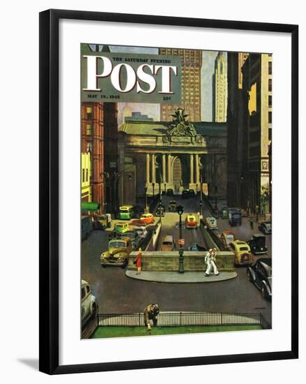 "Pershing Square," Saturday Evening Post Cover, May 19, 1945-John Falter-Framed Giclee Print