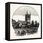 Pershore Church, from the North East-null-Framed Stretched Canvas