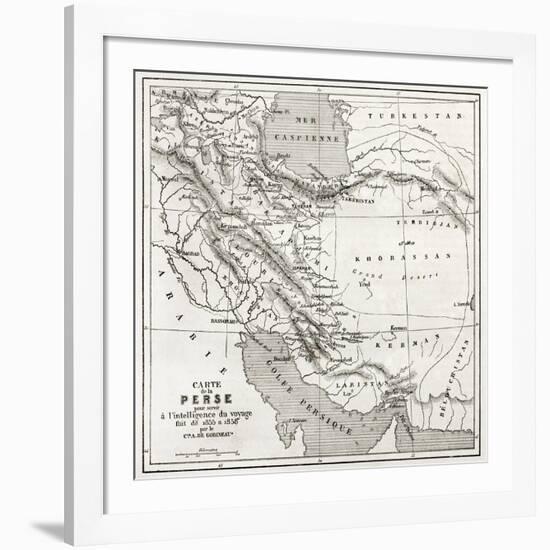 Persia Old Map. Created By Vuillemin, Published On Le Tour Du Monde, Paris, 1860-marzolino-Framed Art Print