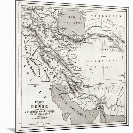 Persia Old Map. Created By Vuillemin, Published On Le Tour Du Monde, Paris, 1860-marzolino-Mounted Art Print