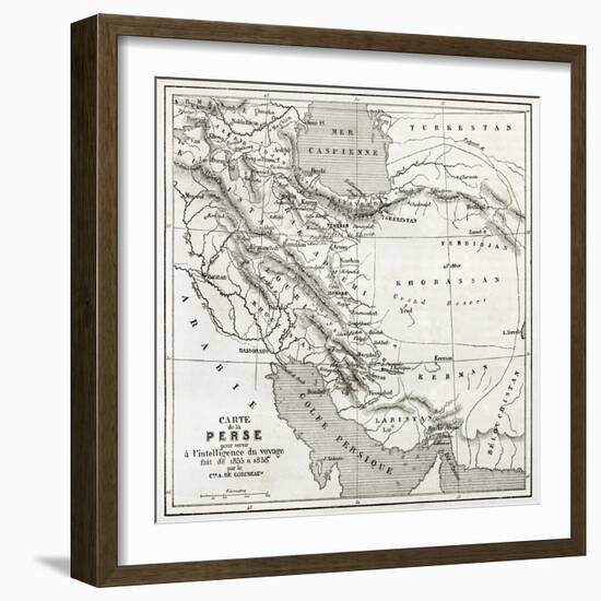 Persia Old Map. Created By Vuillemin, Published On Le Tour Du Monde, Paris, 1860-marzolino-Framed Art Print