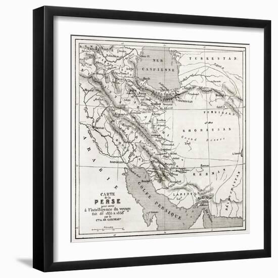Persia Old Map. Created By Vuillemin, Published On Le Tour Du Monde, Paris, 1860-marzolino-Framed Art Print