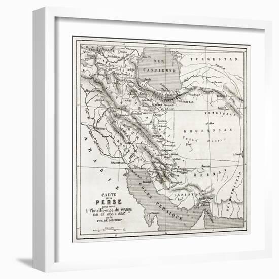 Persia Old Map. Created By Vuillemin, Published On Le Tour Du Monde, Paris, 1860-marzolino-Framed Art Print