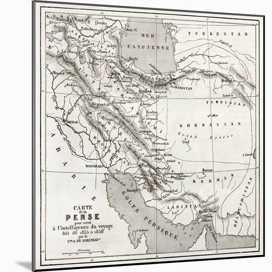 Persia Old Map. Created By Vuillemin, Published On Le Tour Du Monde, Paris, 1860-marzolino-Mounted Art Print