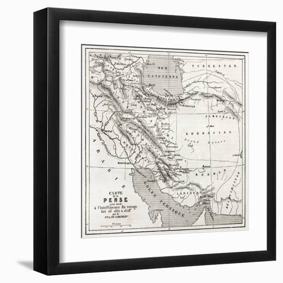 Persia Old Map. Created By Vuillemin, Published On Le Tour Du Monde, Paris, 1860-marzolino-Framed Art Print