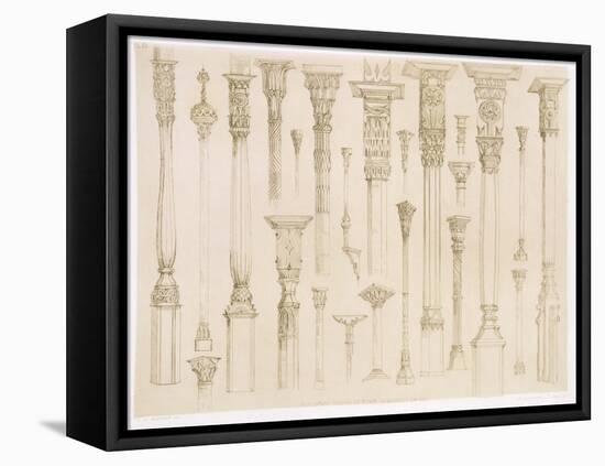 Persian and Turkish Wooden Column Designs, from "Art and Industry"-Jean Francois Albanis De Beaumont-Framed Stretched Canvas