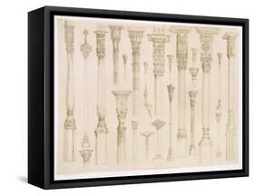 Persian and Turkish Wooden Column Designs, from "Art and Industry"-Jean Francois Albanis De Beaumont-Framed Stretched Canvas