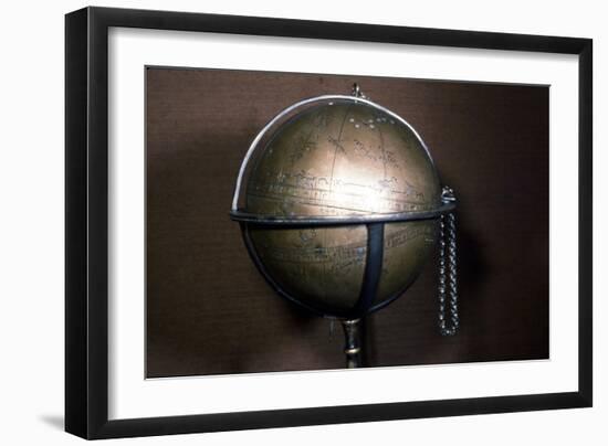 Persian Brass Celestial Globe Brass, engraved and inlaid with silver, 1430-1431-Muhammad ibn Jafar ibn Umar-Framed Giclee Print