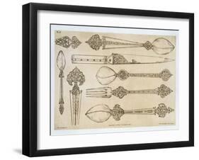 Persian Design for Everyday Silver Cutlery, from "Art and Industry"-Jean Francois Albanis De Beaumont-Framed Giclee Print